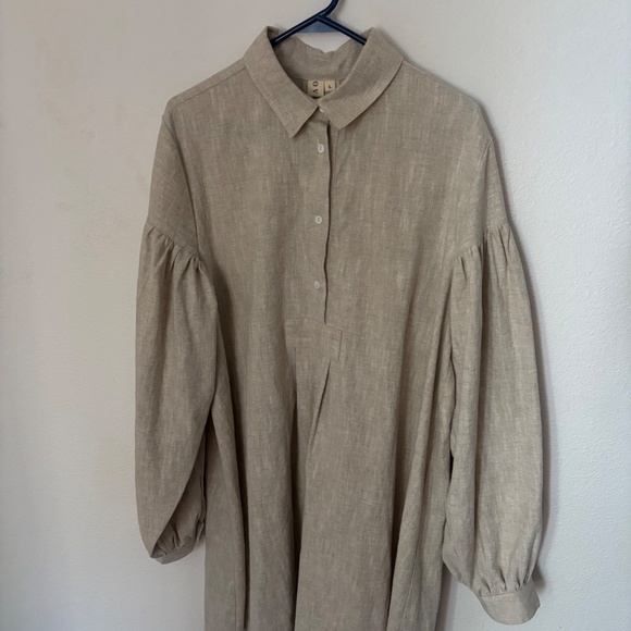 Ovate Linen Poet Smock - Natural - L - Picture 2 of 2